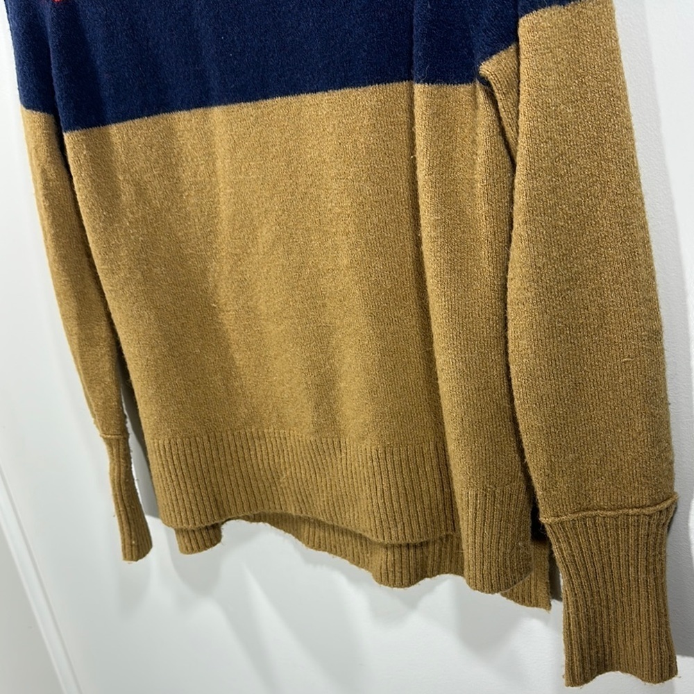 J. Crew Red, Navy, and Tan Striped Colorblock Turtleneck Long Sleeve Sweater XXS - Picture 4 of 7